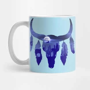 Cow Skull, night in the desert, tribal, american, cowboys, boho, bull skull Mug